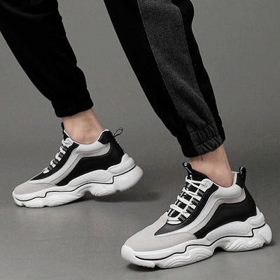 Men's Fashion Cowhide Mesh Lining Sneakers