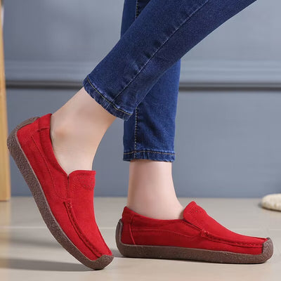 Fashion Round Toe Loafers Casual Versatile Solid Color Flats Slip-on Cozy Shoes