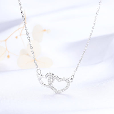 Women's Micro-inlaid Heart-shaped Necklace Sterling Silver