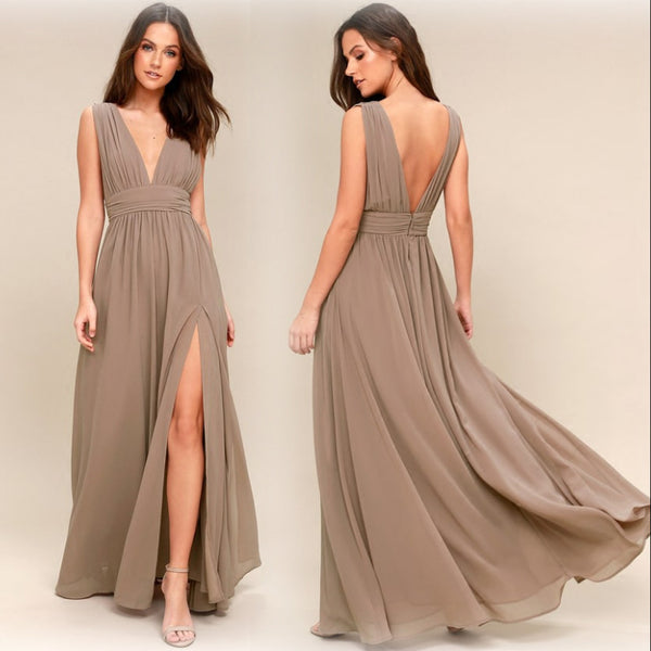 Women’s Fashion Deep V Sleeveless Long Dress