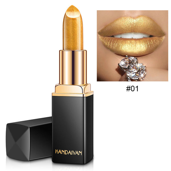 Shiny Metallic Lipstick Pearlescent Color Temperature Change Lipstick Gilt Lipstick