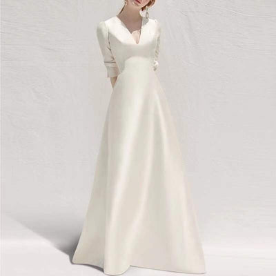 Elegant French Temperament Long Satin Dress for Ladies