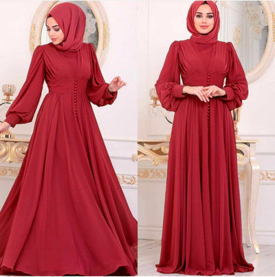 Long Sleeve Chiffon Dress for Muslim Women