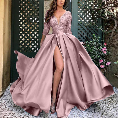 Sexy Long Dress with Hot Stamping - V-Neck Large Swing Party Dress