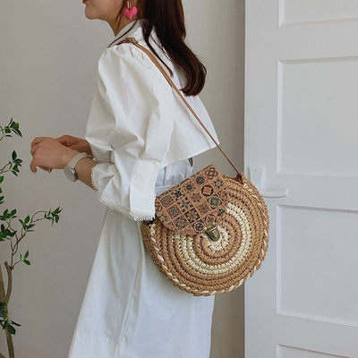 Shoulder Straw-weaved Crossbody Beach Casual Ethnic Style Mini And Simple Handmade Beach Bag