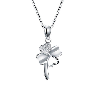 Micro-inlaid Clover Silver Necklace Women's Elegant