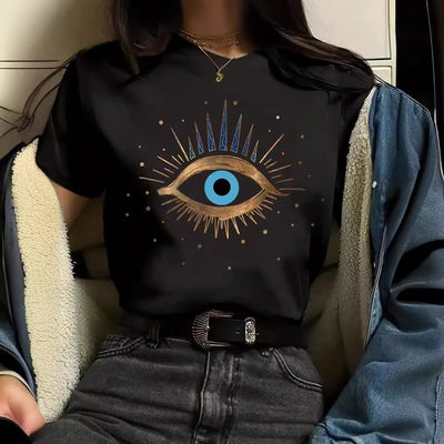 T-shirt Printing Casual Cute Eye Printing Short Sleeve