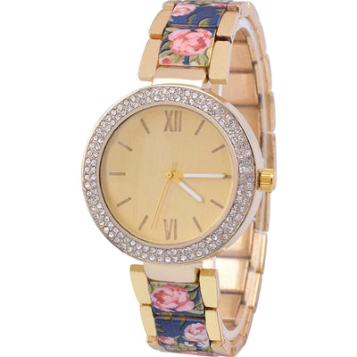 Fashion Printing Steel Watch Women