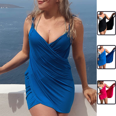 Solid Color One-piece Swimsuit For Women  Plus Size Backless Swimsuit