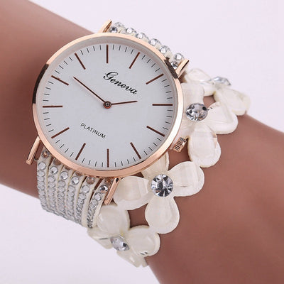 Fashion Geneva Flowers Watches Women Dress Elegant Quartz Bracelet Ladies Watch Crystal Diamond Wrist Watch Gift Reloj Mujer