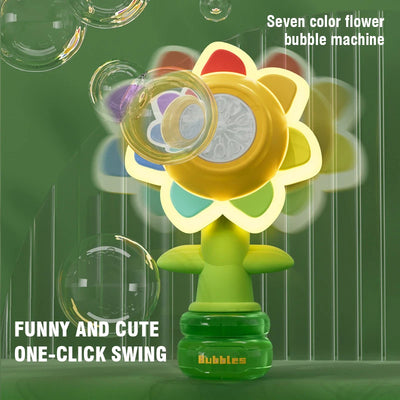 Dancing Sunflower Bubble Machine Automatic Electric Swing Soap Blowing Bubble Maker With Light Outdoor Toy For Kid Children Gift