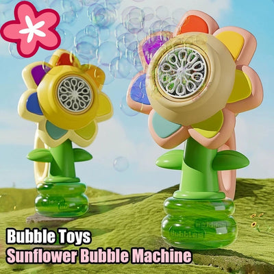 Dancing Sunflower Bubble Machine Automatic Electric Swing Soap Blowing Bubble Maker With Light Outdoor Toy For Kid Children Gift