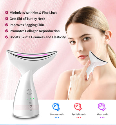 EMS Microcurrent Neck Face Beauty Device With 3 Colors LED Photon Therapy Skin Tighten Reduce Double Chin Face Lifting Devices