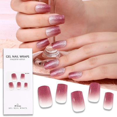 Women's Gradient Onion Powder Flash Gel Semi-curing Gel Nail Sticker