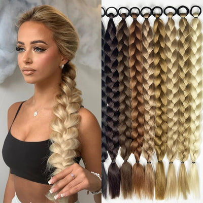 24-inch Women's Braid Hair Ring Horse Tail Strip Rubber Band Horse Tail