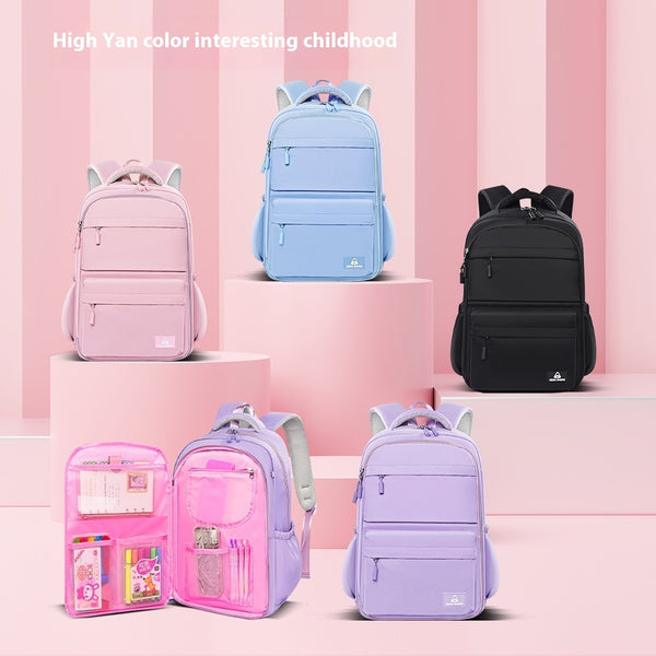 4-color Primary School Student Portable Burden Alleviation Backpack Schoolbag