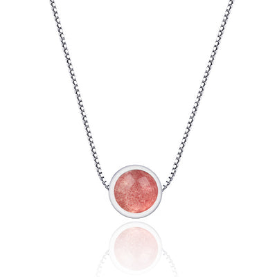 925 Sterling Silver Strawberry Quartz Necklace