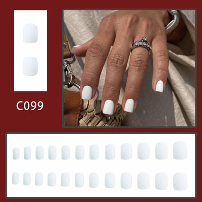 Wear Simple Frosted White Short Nail Tip Patch