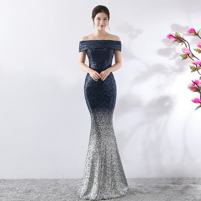 Elegant Birthday Party Slimming Host Long Dress for Women