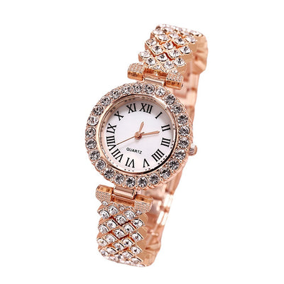 Full Diamond Luxury Bracelet Watch Suit Women's Quartz