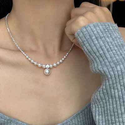 Fashion Pearl Broken Silver Necklace Female Niche