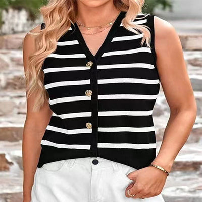 Women’s Urban Knitted Striped Vest - Street Fashion