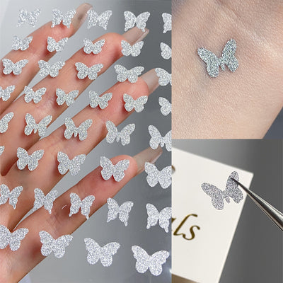 Silver Butterfly Sticker Love Five-pointed Star Manicures Decoration Glue-free