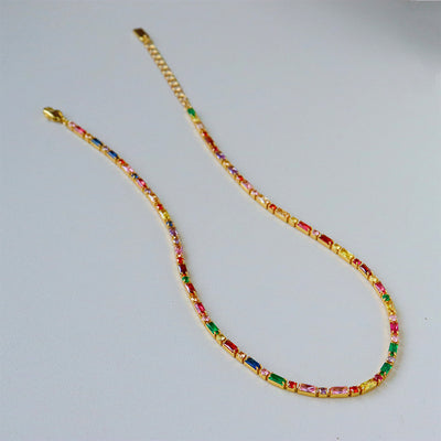 Dopamine Color Square Zircon Necklace For Women