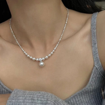 Fashion Pearl Broken Silver Necklace Female Niche