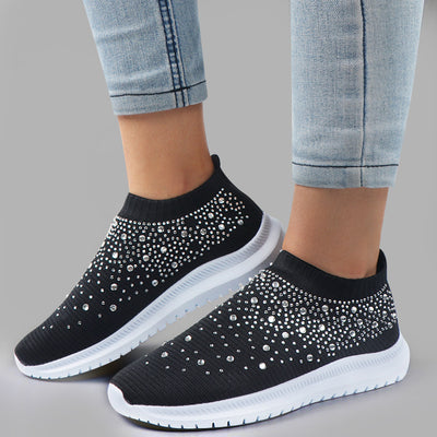 European And American Plus Size Rhinestone Stretch Sock Shoes Casual Men And Women Sneaker