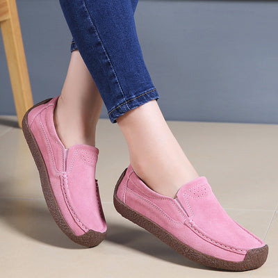 Fashion Round Toe Loafers Casual Versatile Solid Color Flats Slip-on Cozy Shoes