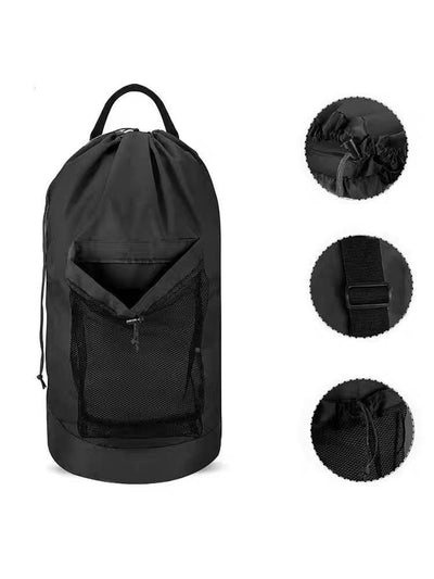 Sand-free Waterproof Oxford Cloth Drawstring Large Capacity Foldable Double-shoulder Travel Laundry Carrier