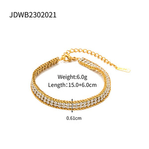 18K Gold Double-layer White Zircon Bracelet