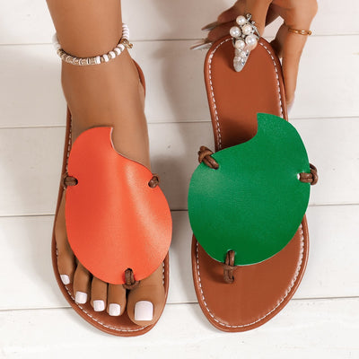 Casual Color-matching Clip-toe Sandals Summer Outdoor Personalized Flat Slippers For Women Flip Flops Shoes