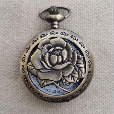 Peony Hollow Pocket Watch Necklace Vintage Ornament